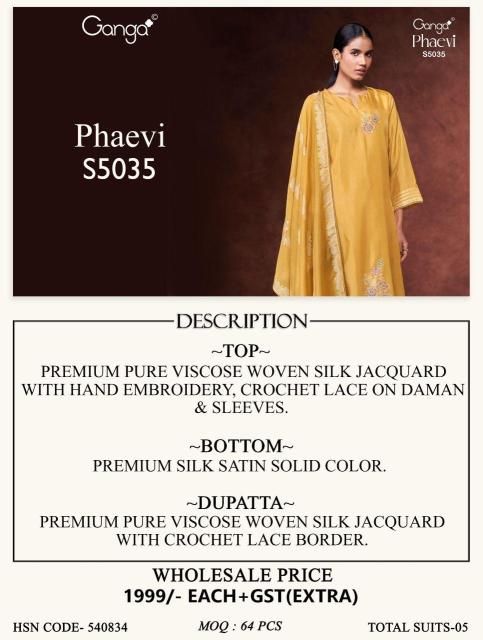 Ganga phaevi 5035 party wear dress material wholesale surat